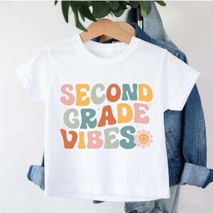NEW Second Grade Vibes Kids T-Shirt - White
